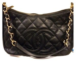 Chanel Black Shoulder Bag Cavier Leather